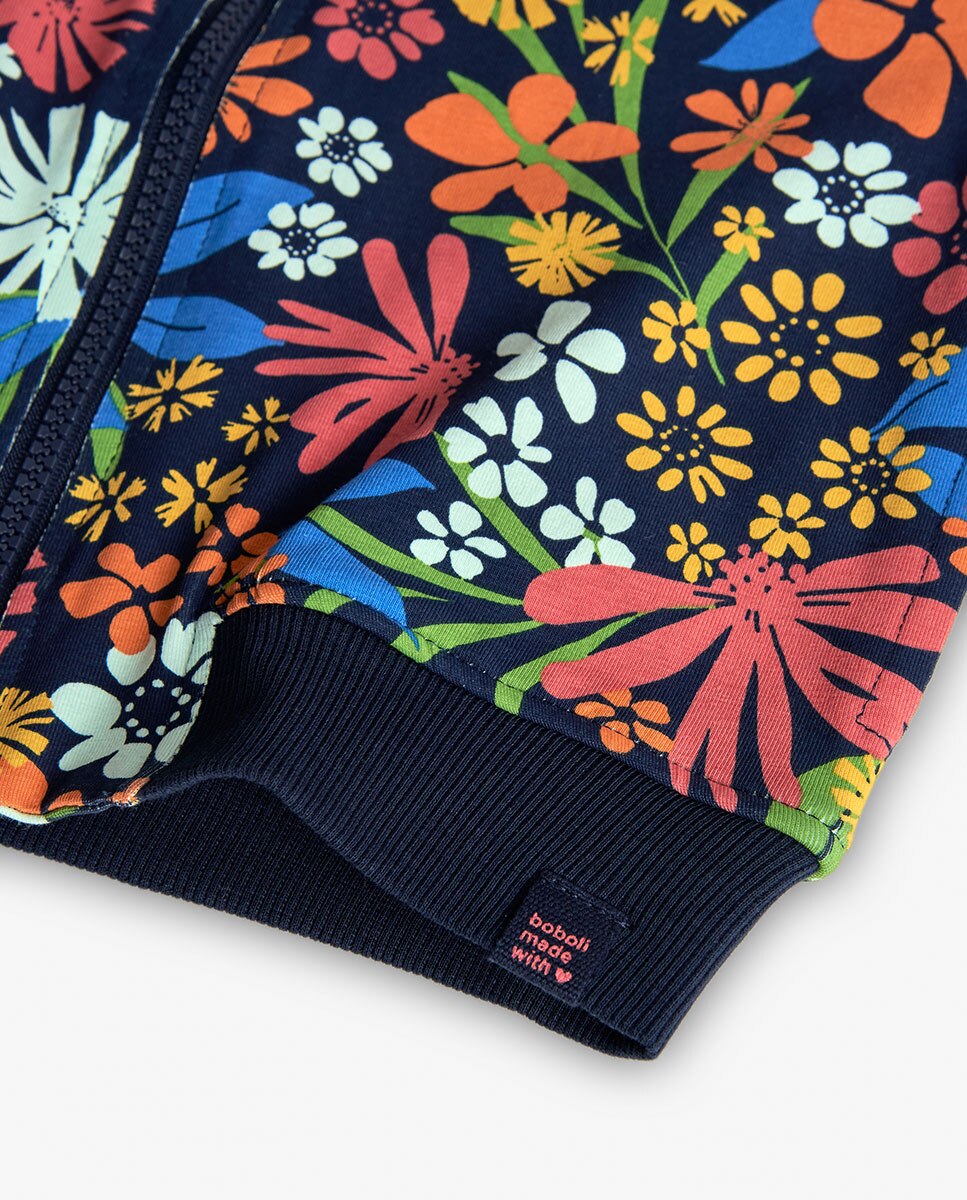 Bomber Infantil com Estampado de Flores e Fecho Zip Boboli Multicolor-4