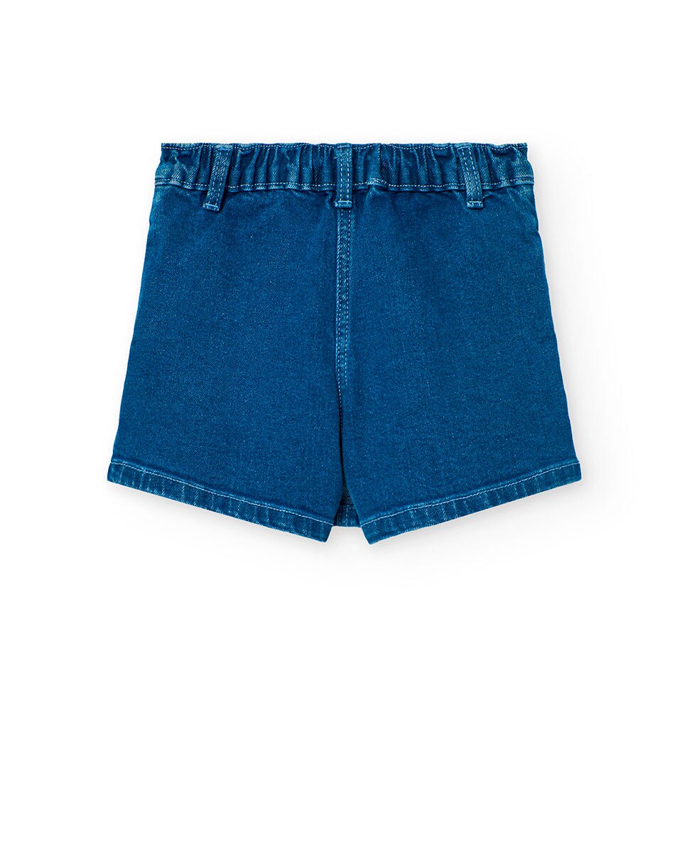 Saia-calções Denim com Pregas Infantil Azul-2