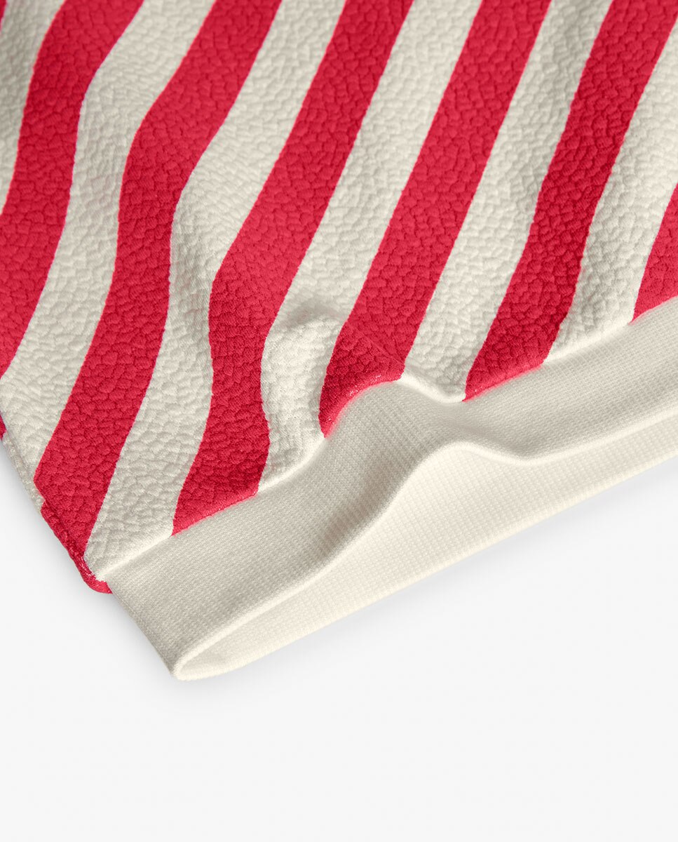 Sweat Infantil com Estampado Às Riscas e Gola Redonda Fúcsia-4