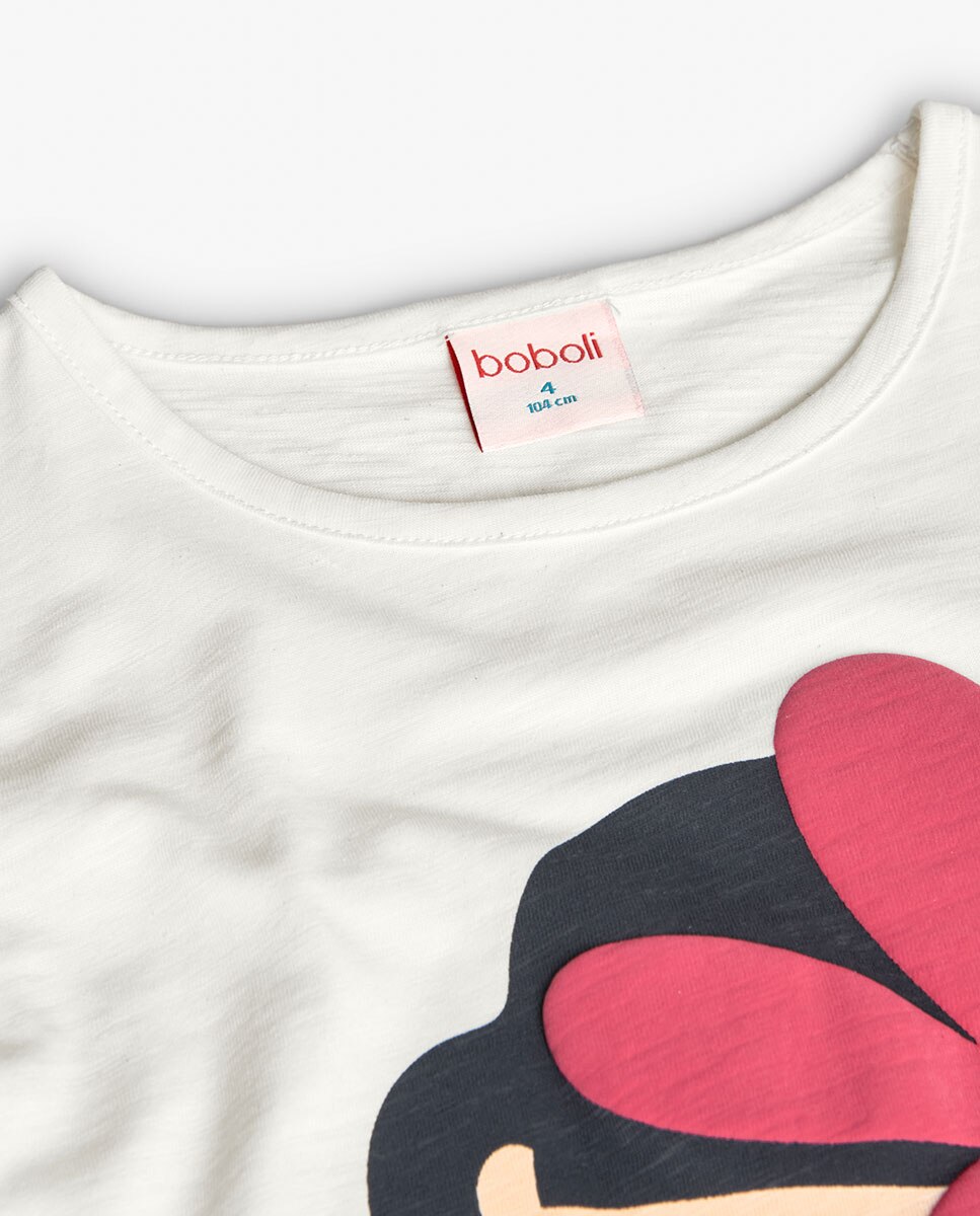 T-shirt Infantil de Manga Comprida com Gola Redonda Boboli Branco-3