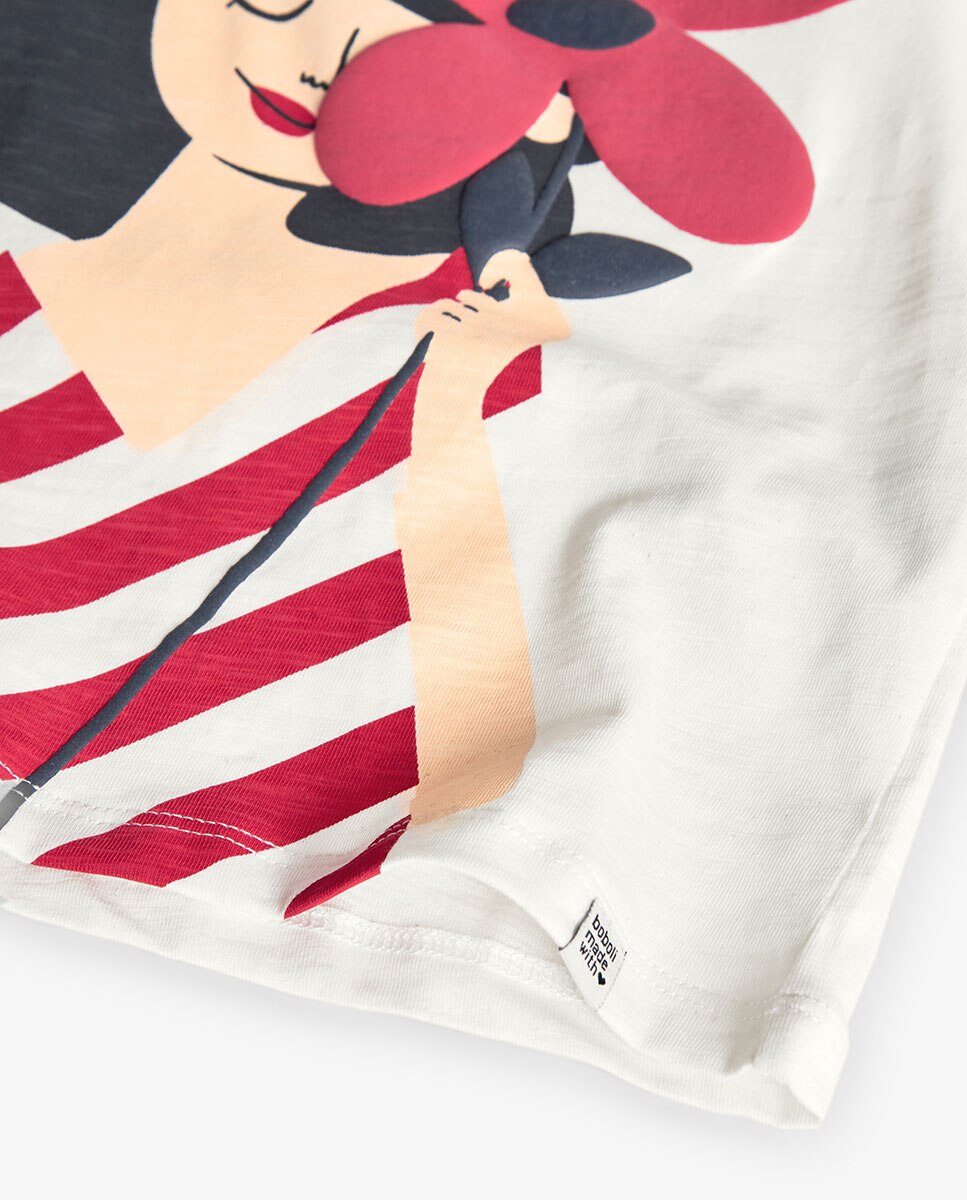 T-shirt Infantil de Manga Comprida com Gola Redonda Boboli Branco-4