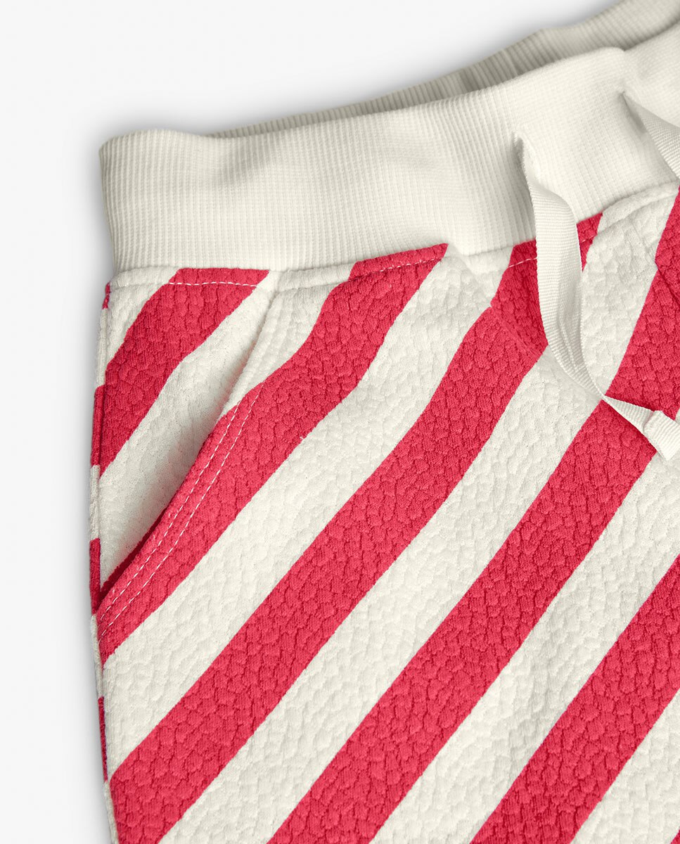 Short Infantil de Malha com Estampado Às Riscas Fúcsia-3