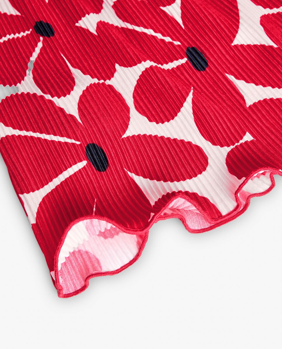 T-shirt Infantil de Alças com Estampado de Flores Boboli Fúcsia-4
