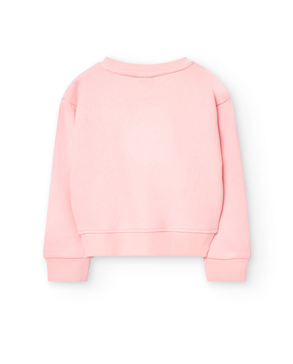 Sweat Infantil de Algodão com Gola Redonda Boboli Rosa-2