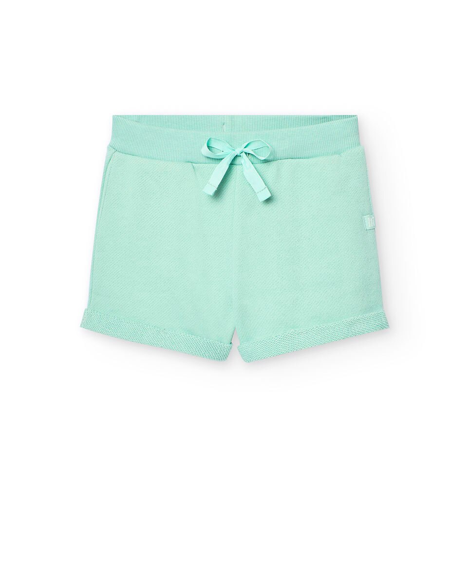Short Liso de Algodão Verde-claro-1