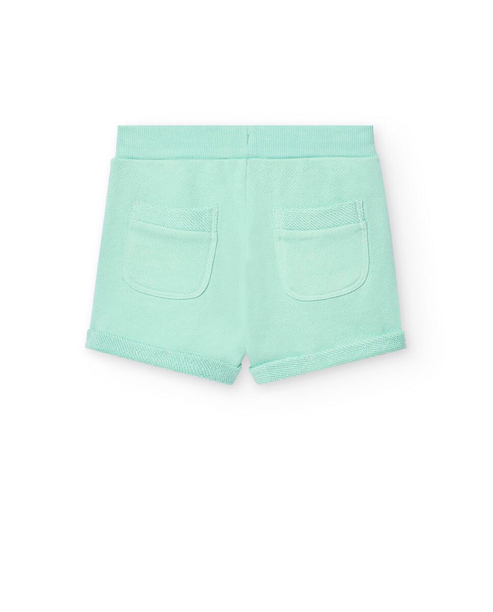 Short Liso de Algodão Verde-claro-2