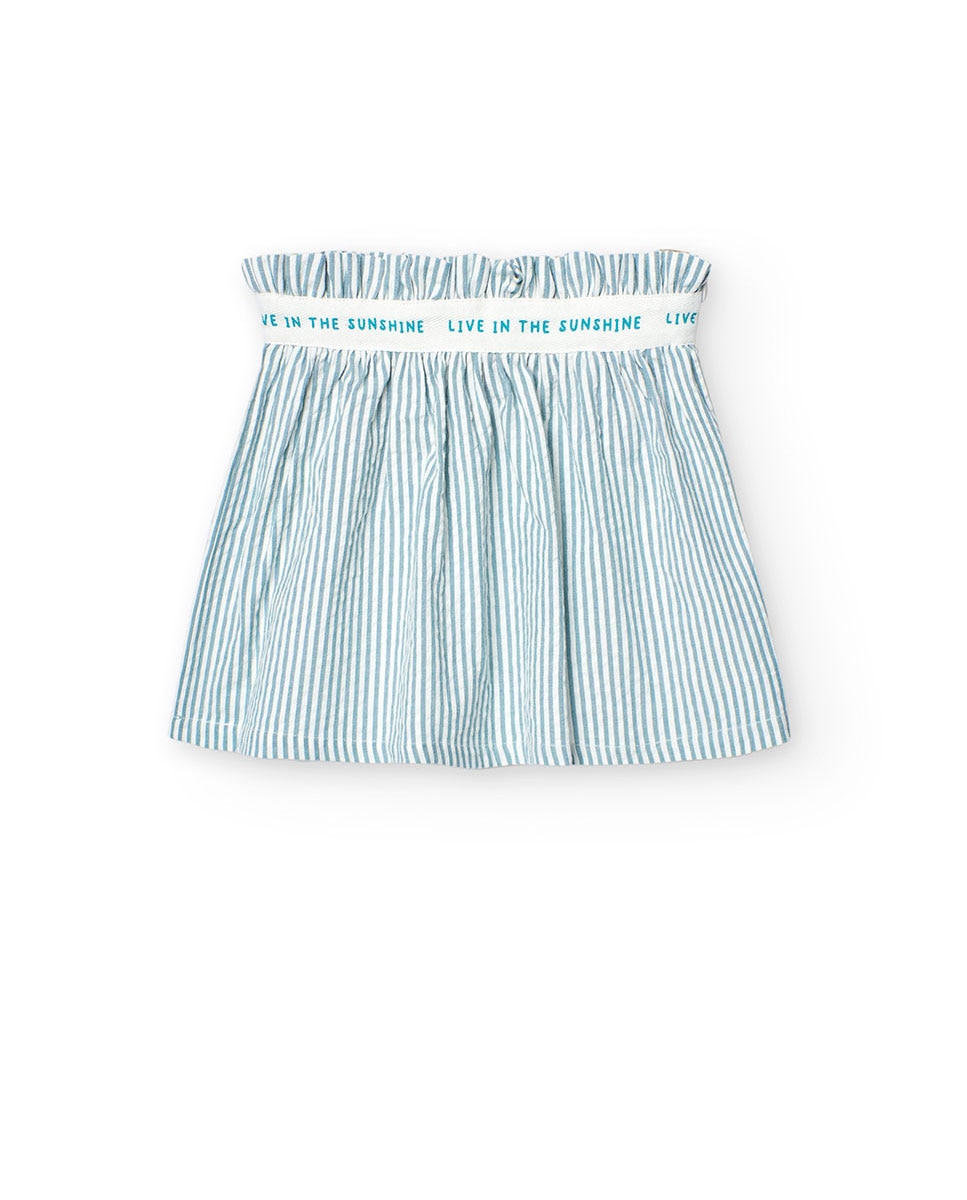 Saia Infantil de Algodão com Estampado Às Riscas Verde Água-2