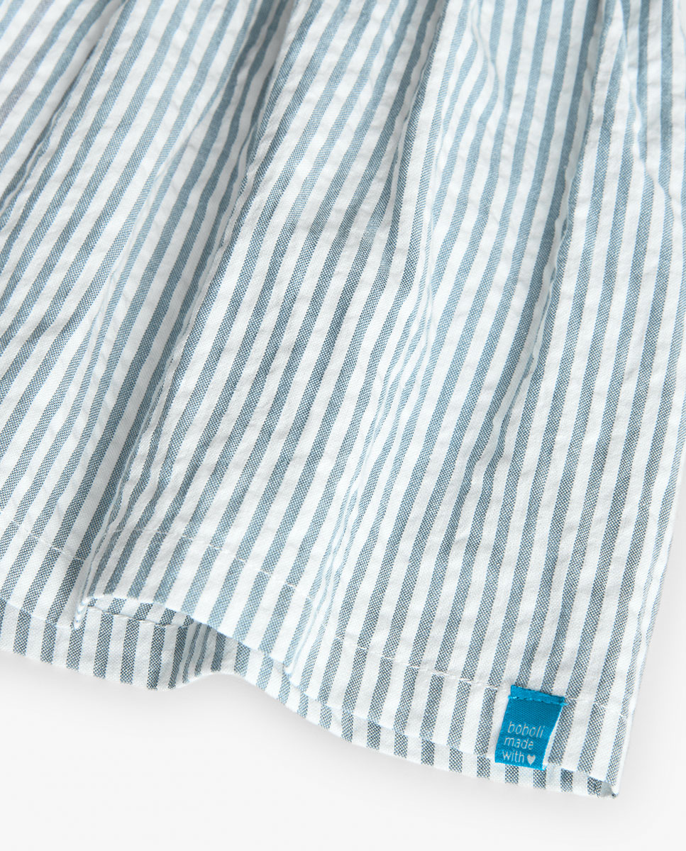 Saia Infantil de Algodão com Estampado Às Riscas Verde Água-4