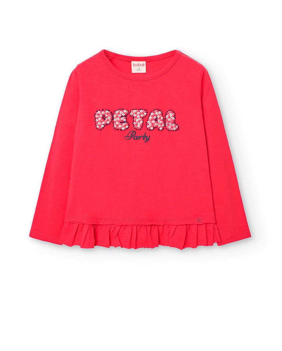 T-shirt Infantil de Manga Comprida com Folho Boboli Fúcsia-1