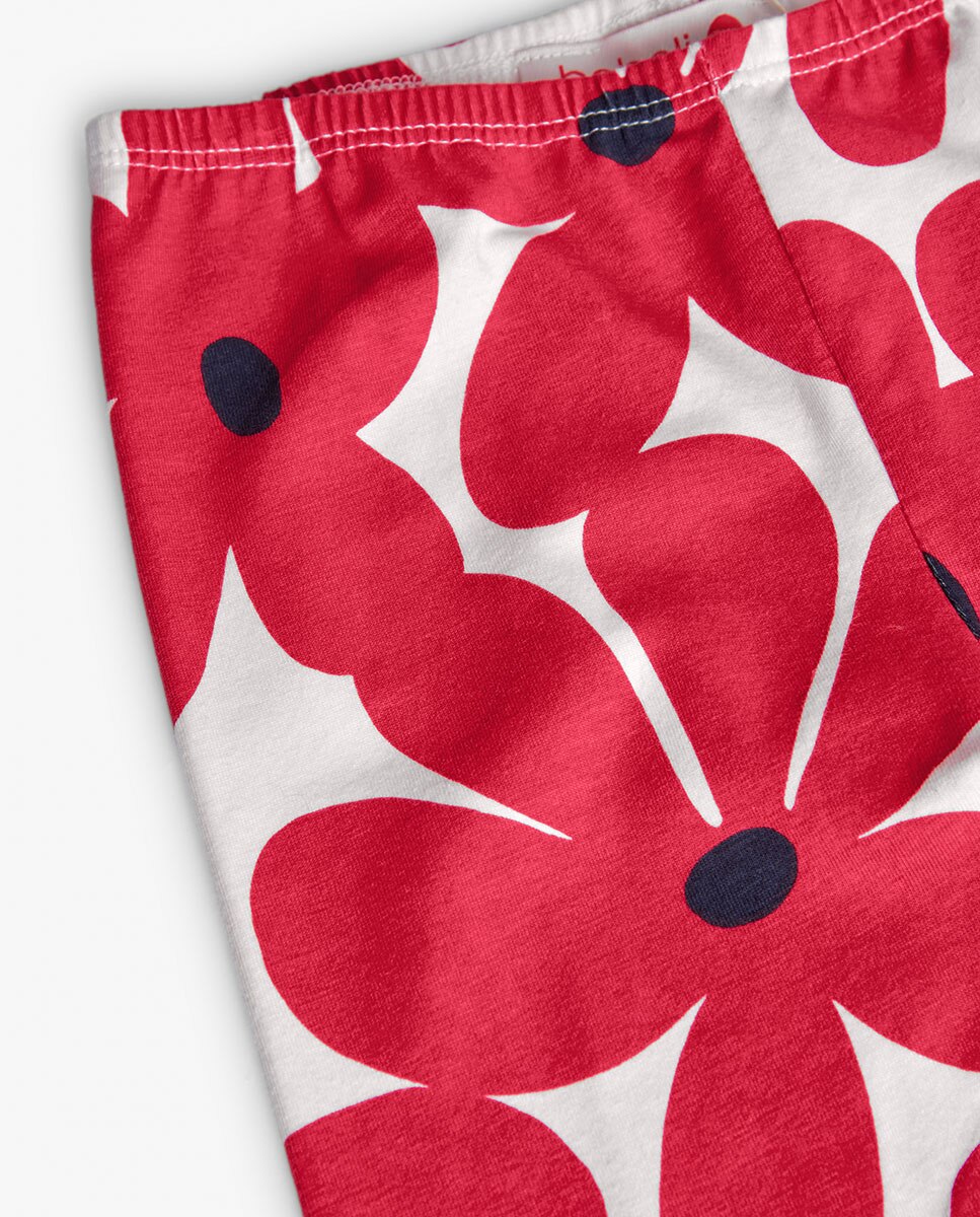 Leggings Compridos com Estampado de Flores Boboli Fúcsia-3