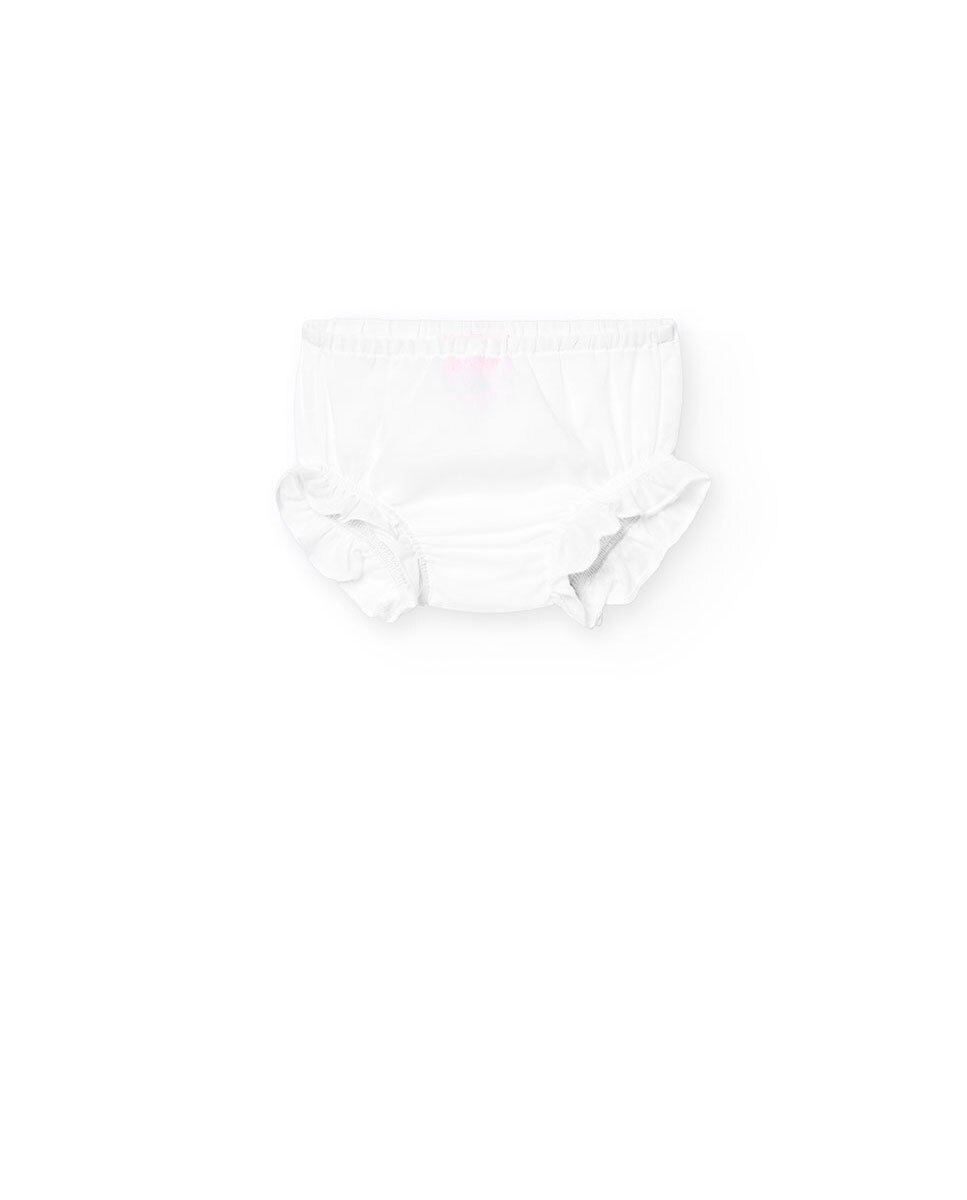 Vestido para Bebé de Batista Bordada e Tule Boboli Branco-3