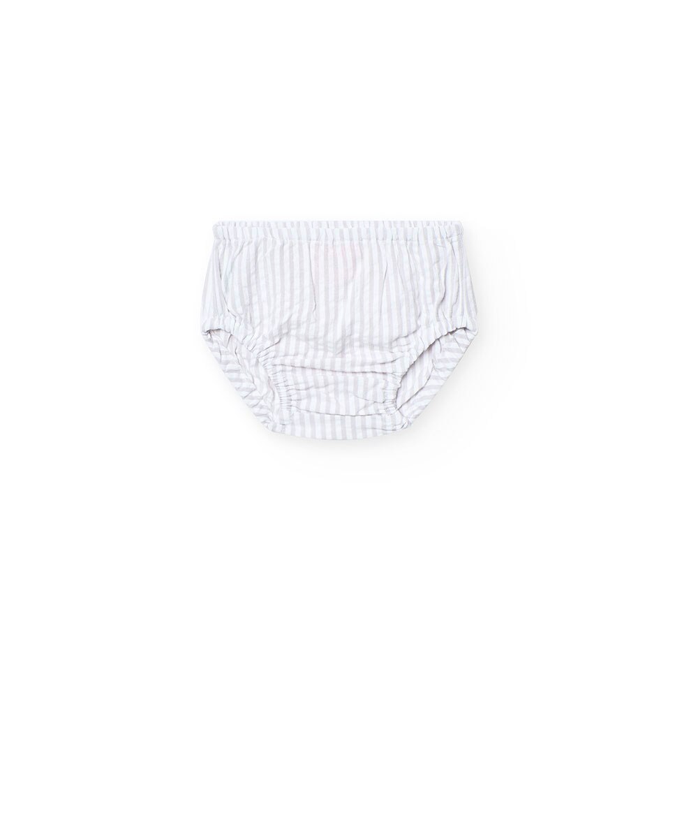 Vestido para Bebé de Algodão com Estampado Às Riscas Boboli Cinzento-claro-3