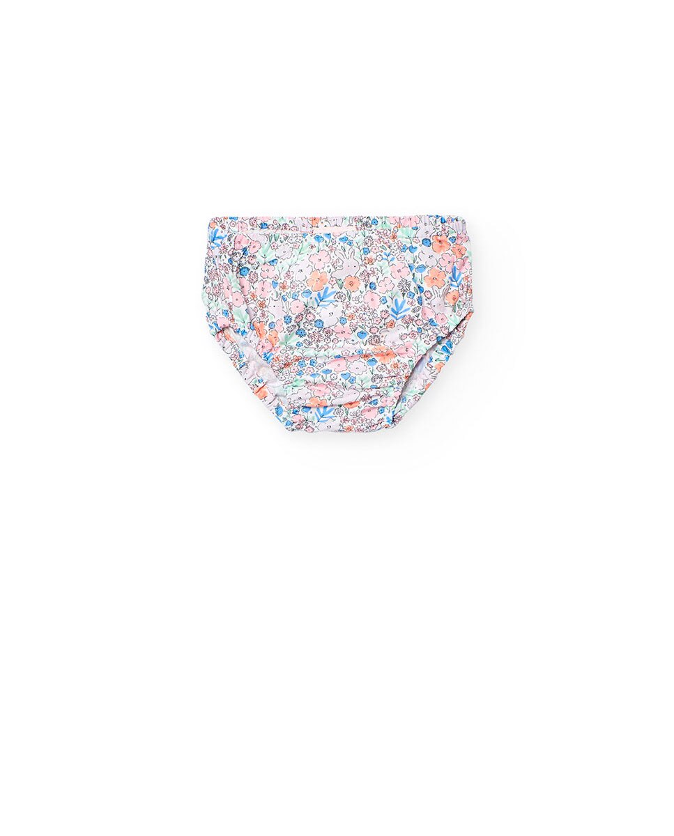 Vestido para Bebé de Algodão com Estampado de Flores Multicolor-3