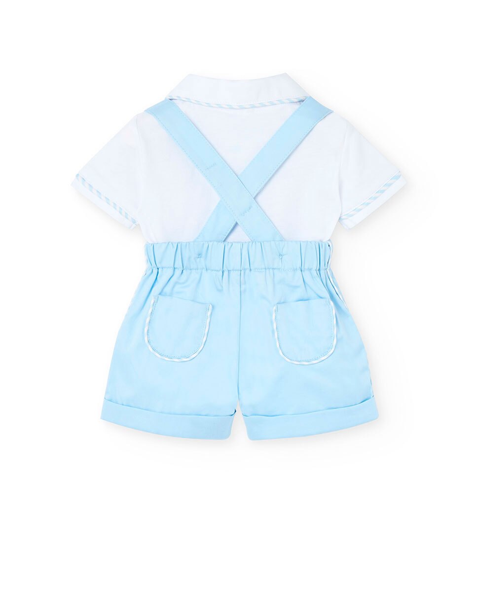 Conjunto para Bebé de Camisa e Shorts com Alças Azul-claro-2