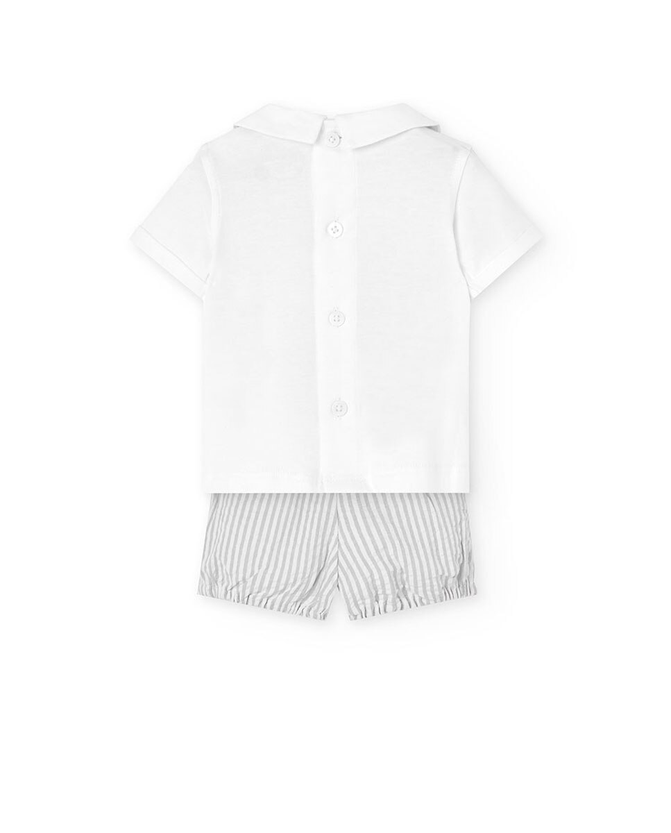 Conjunto para Bebé de Camisa Trompe-l'œil e Calças Curtas Boboli Cinzento-claro-2