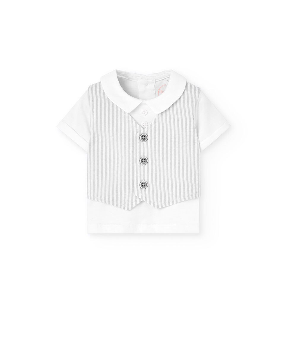 Conjunto para Bebé de Camisa Trompe-l'œil e Calças Curtas Boboli Cinzento-claro-3
