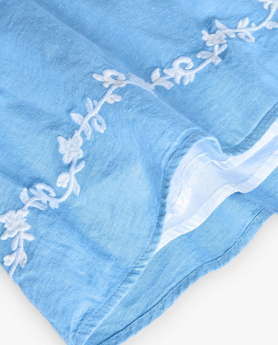 Vestido para Bebé com Detalhes Bordados e Fecho Zip Oculto Posterior Boboli Azul-claro-4