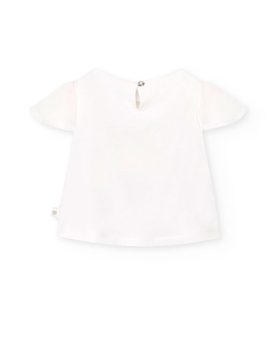 T-shirt para Bebé de Manga Curta com Desenho Frontal Boboli Branco-2
