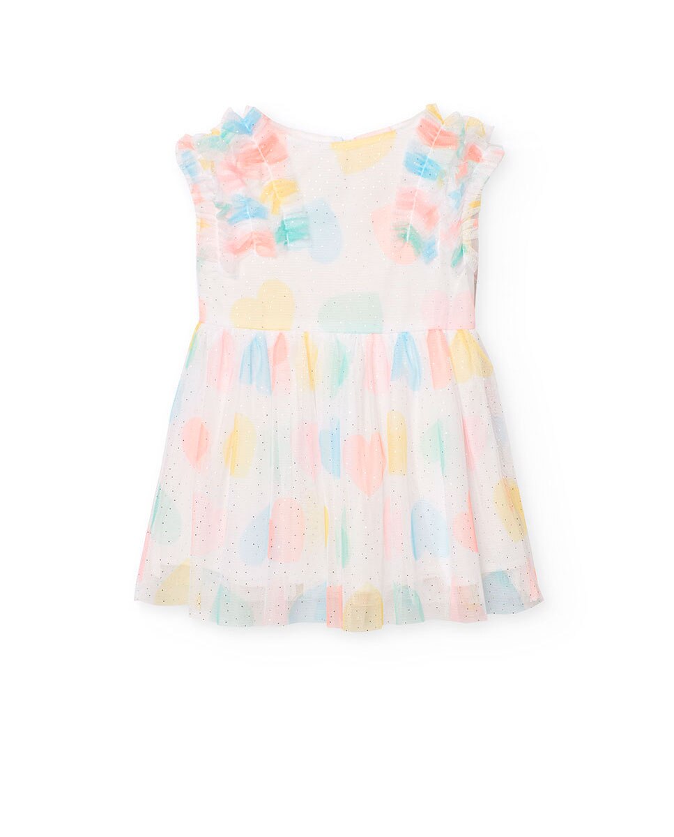 Vestido Infantil de Tule com Corações Multicolor Boboli Multicolor-1
