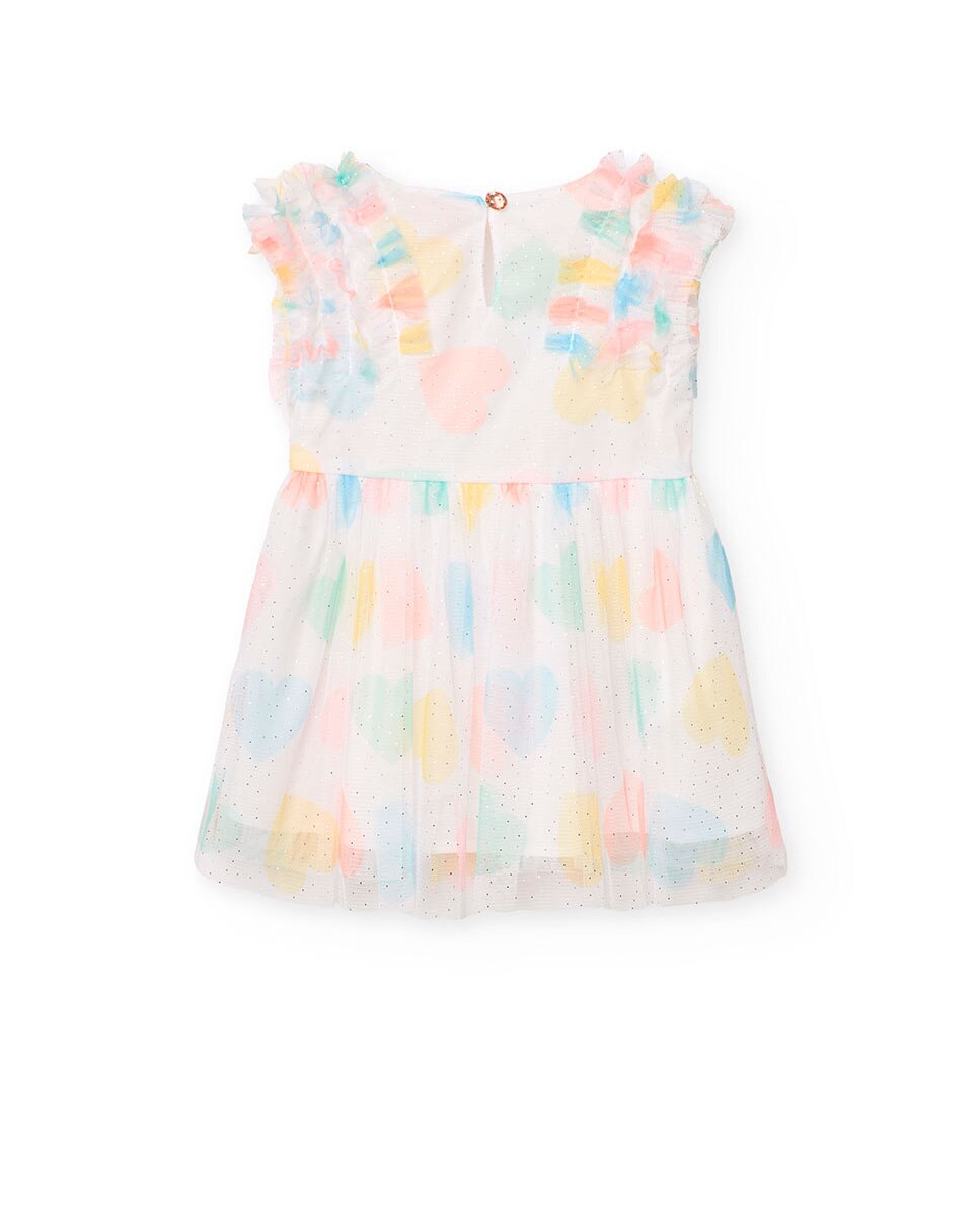 Vestido Infantil de Tule com Corações Multicolor Boboli Multicolor-2
