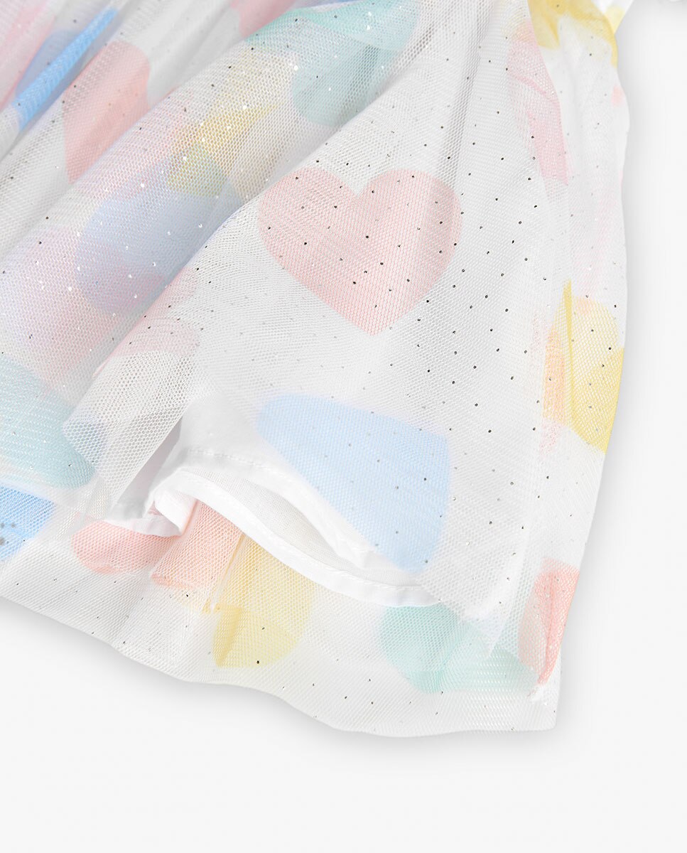 Vestido Infantil de Tule com Corações Multicolor Boboli Multicolor-4