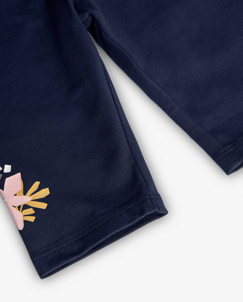Leggings Infantil Corsário com Detalhe na Perna Azul-marinho-4