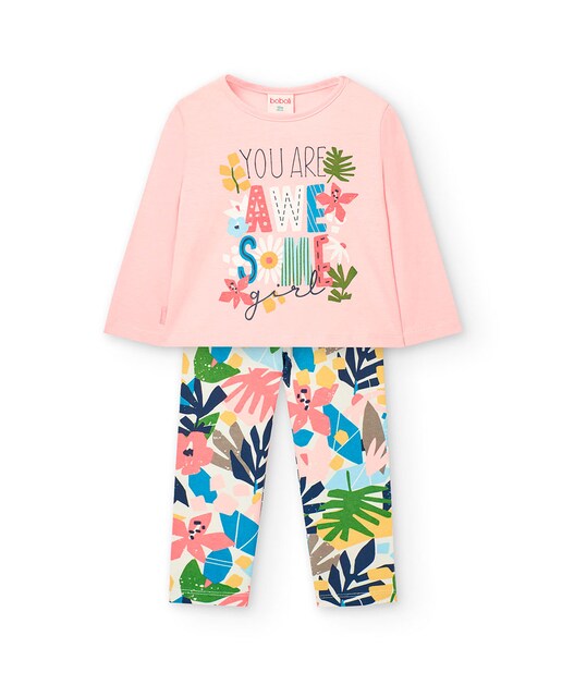 Imagem 0 de Conjunto Infantil de T-shirt de Manga Comprida e Leggins Estampadas