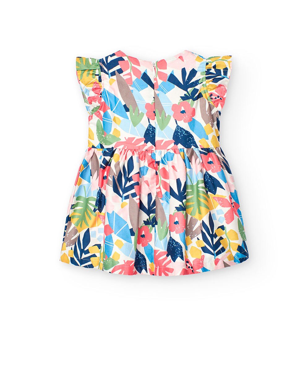 Vestido para Bebé de Algodão com Estampado de Flores Boboli Multicolor-2