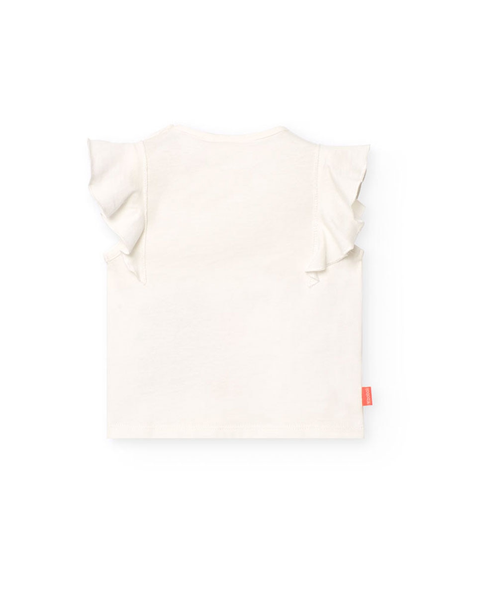 T-shirt Infantil de Algodão com Desenho Frontal Boboli Branco-2