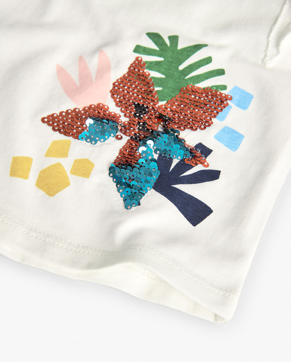 T-shirt Infantil de Algodão com Desenho Frontal Boboli Branco-4
