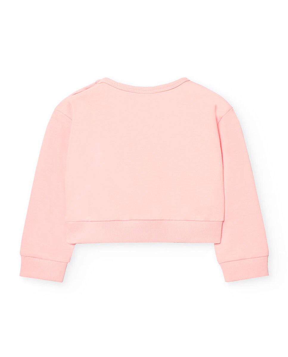 Sweatshirt para Bebé em Algodão com Desenho Frontal Rosa-2