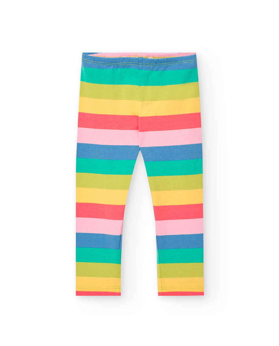 Leggings Infantil com Estampado Às Riscas Multicolor Multicolor-1