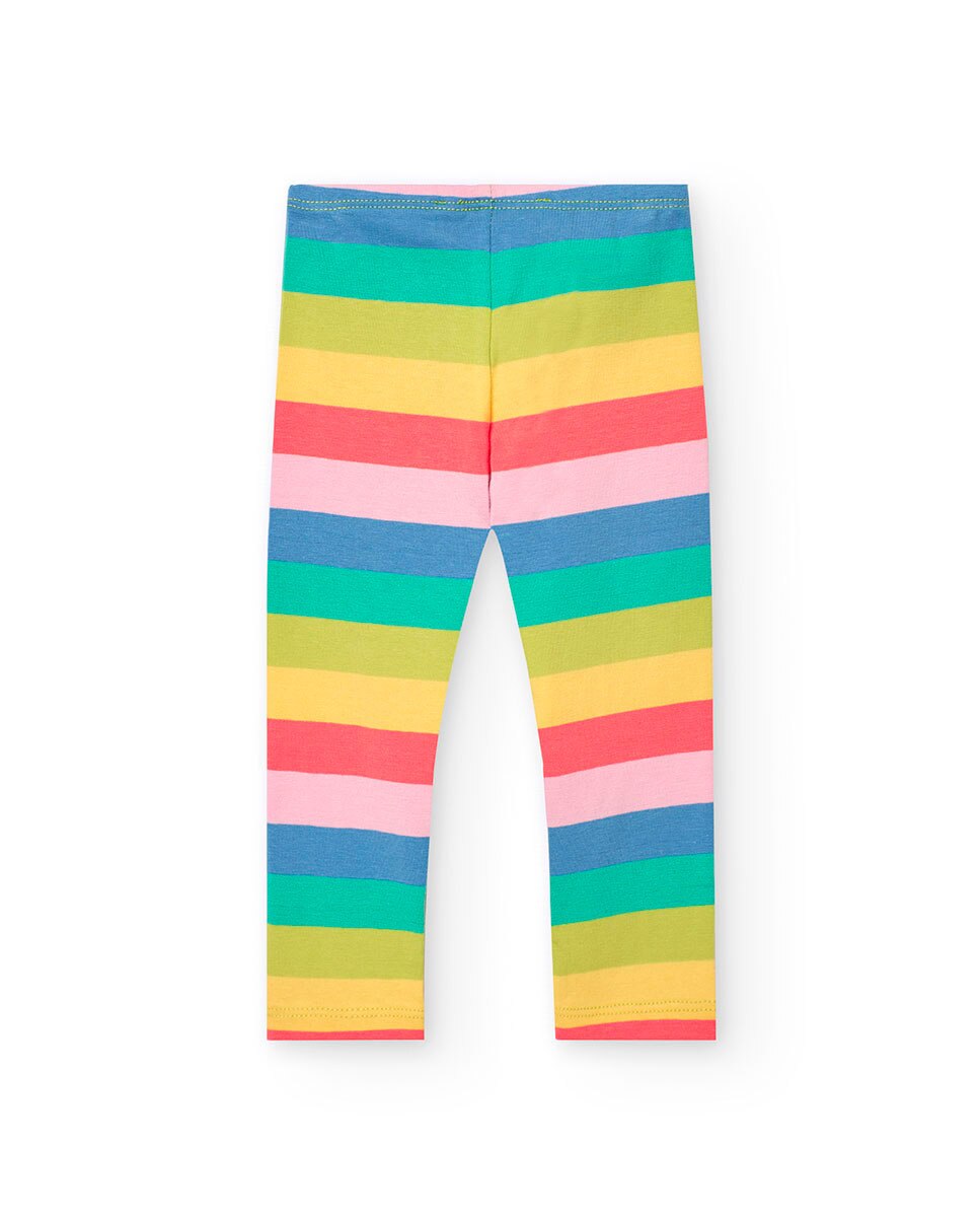 Leggings Infantil com Estampado Às Riscas Multicolor Multicolor-2
