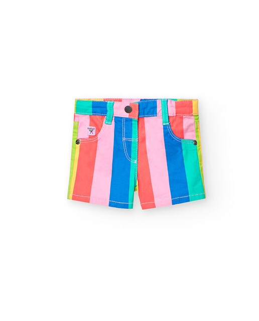 Imagem 0 de Bermudas para Bebé com Estampado às Riscas Multicolor