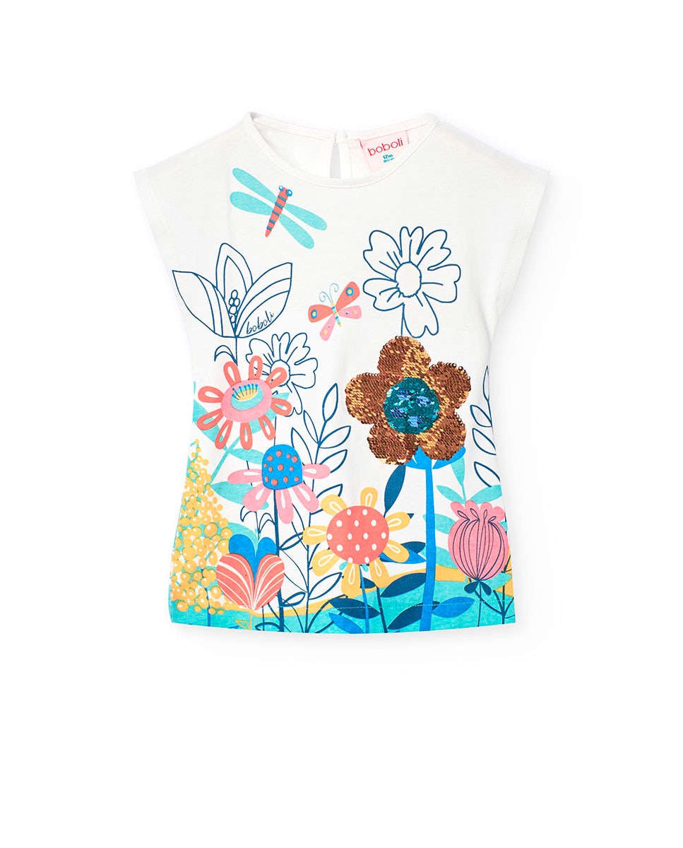 Vestido Infantil de Algodão com Estampado Boboli Branco-1