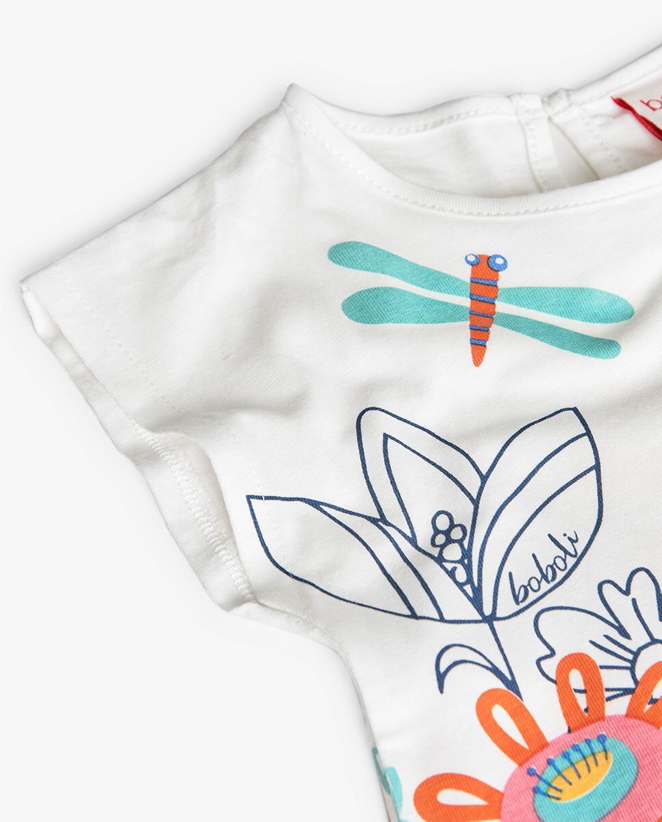Vestido Infantil de Algodão com Estampado Boboli Branco-3