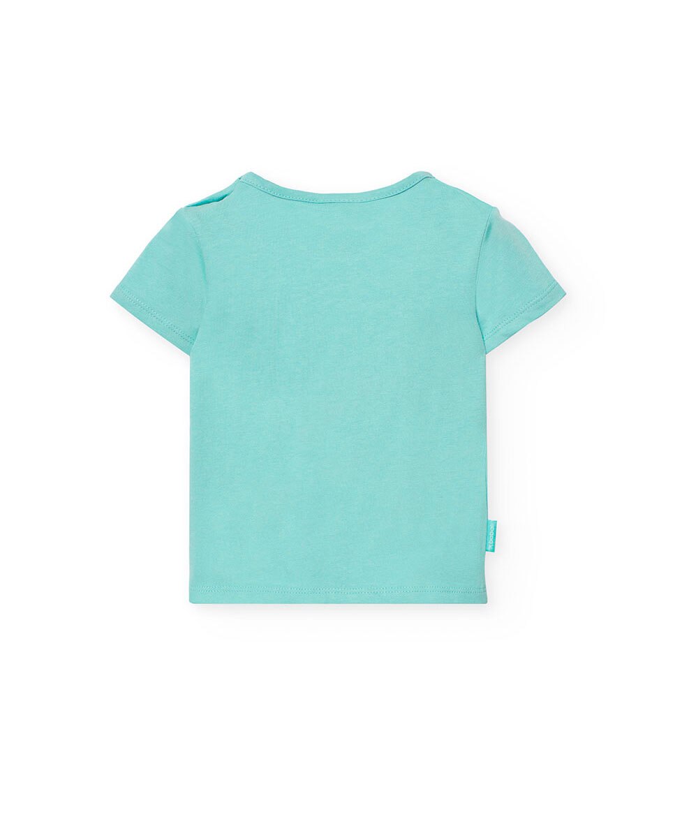 T-shirt Infantil de Manga Curta com Gola Redonda Boboli Verde-2