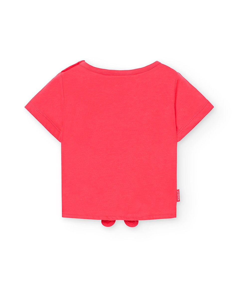 T-shirt Infantil de Manga Curta com Nó Inferior Boboli Fúcsia-2