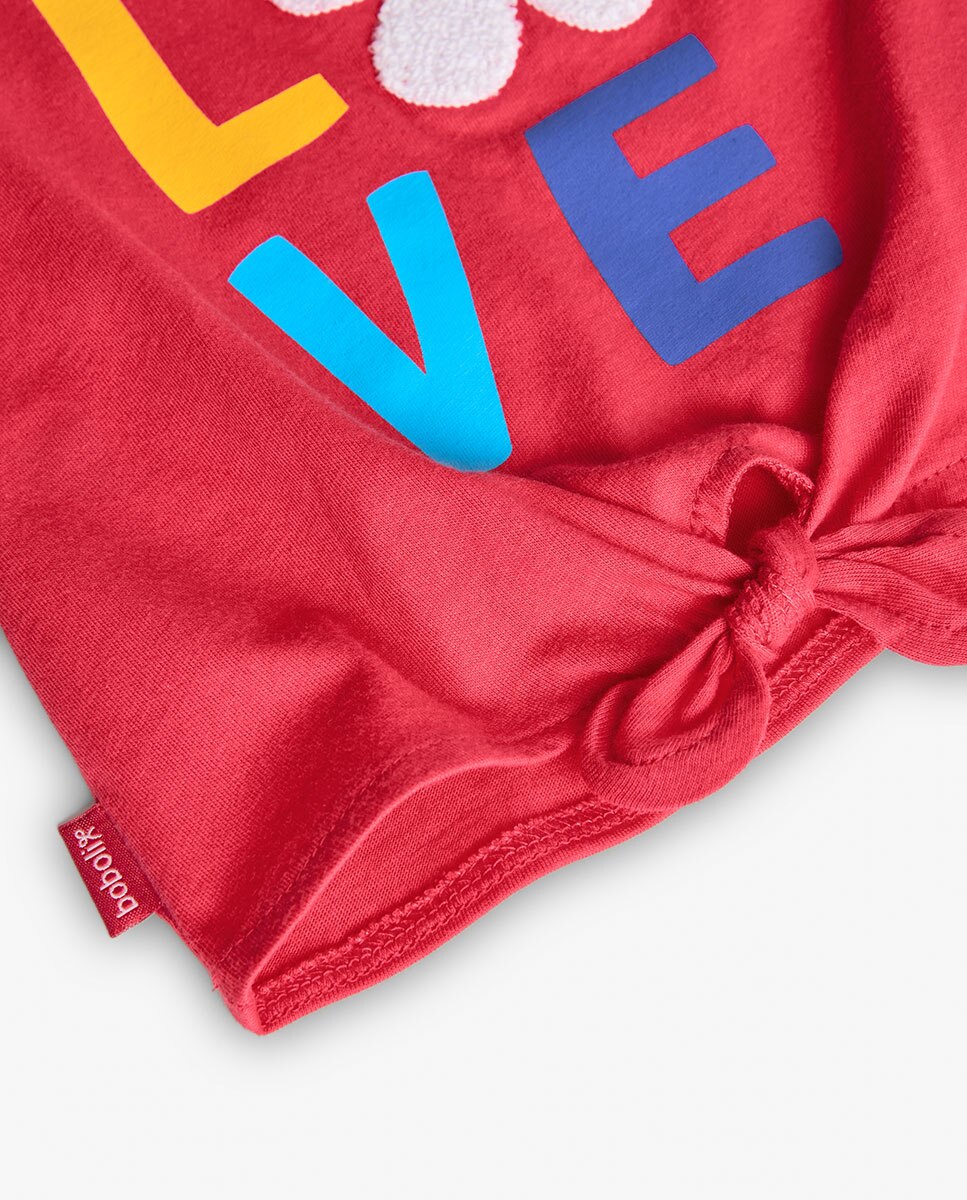 T-shirt Infantil de Manga Curta com Nó Inferior Boboli Fúcsia-4