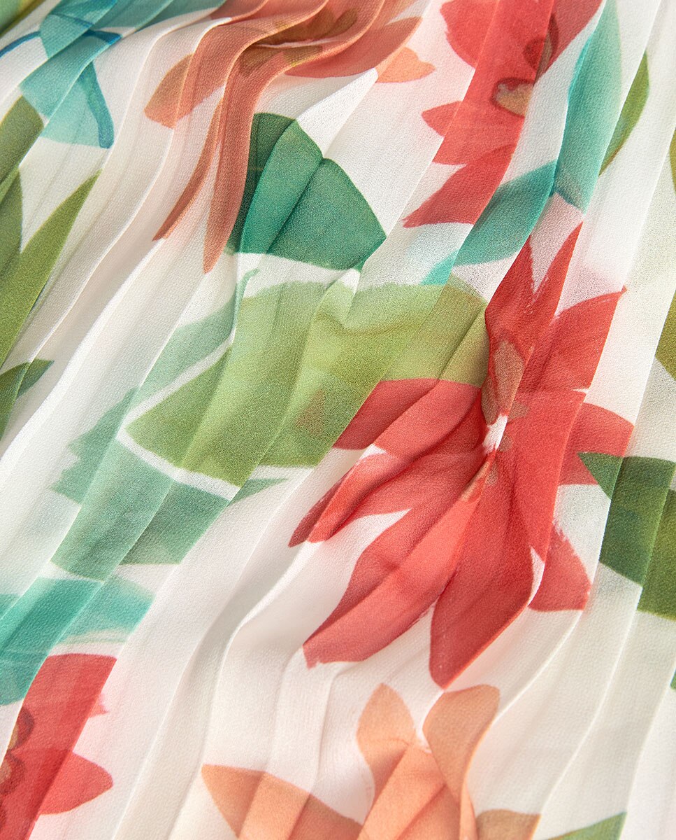 Blusa Plissada com Estampado de Flores Boboli Multicolor-4