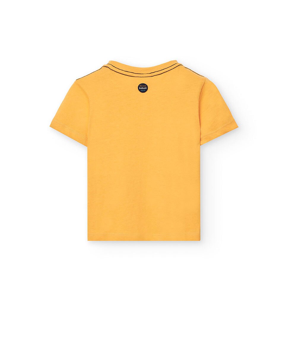 T-shirt Infantil de Manga Curta com Gola Redonda Boboli Mostarda-2