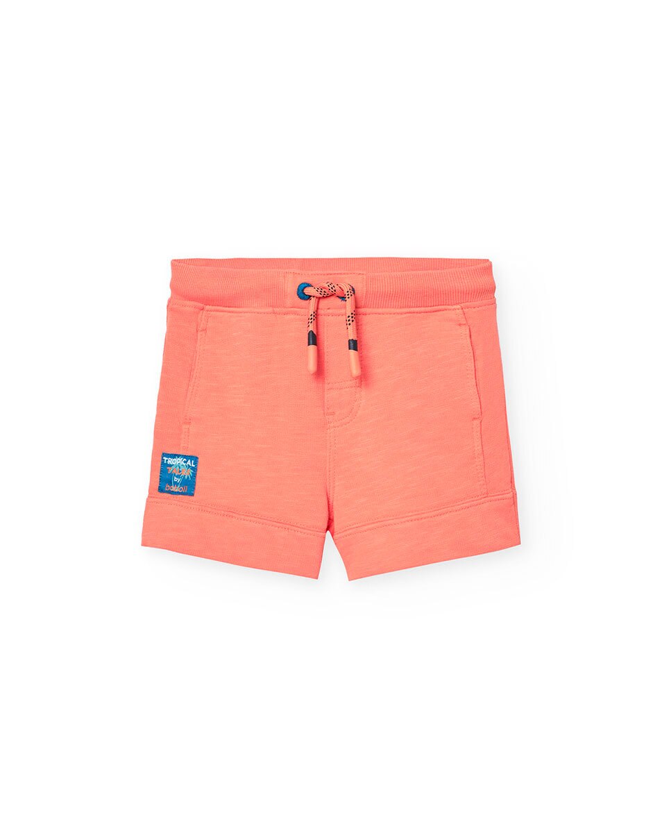 Bermudas Infantil de Algodão com Cordão de Ajuste Laranja-1