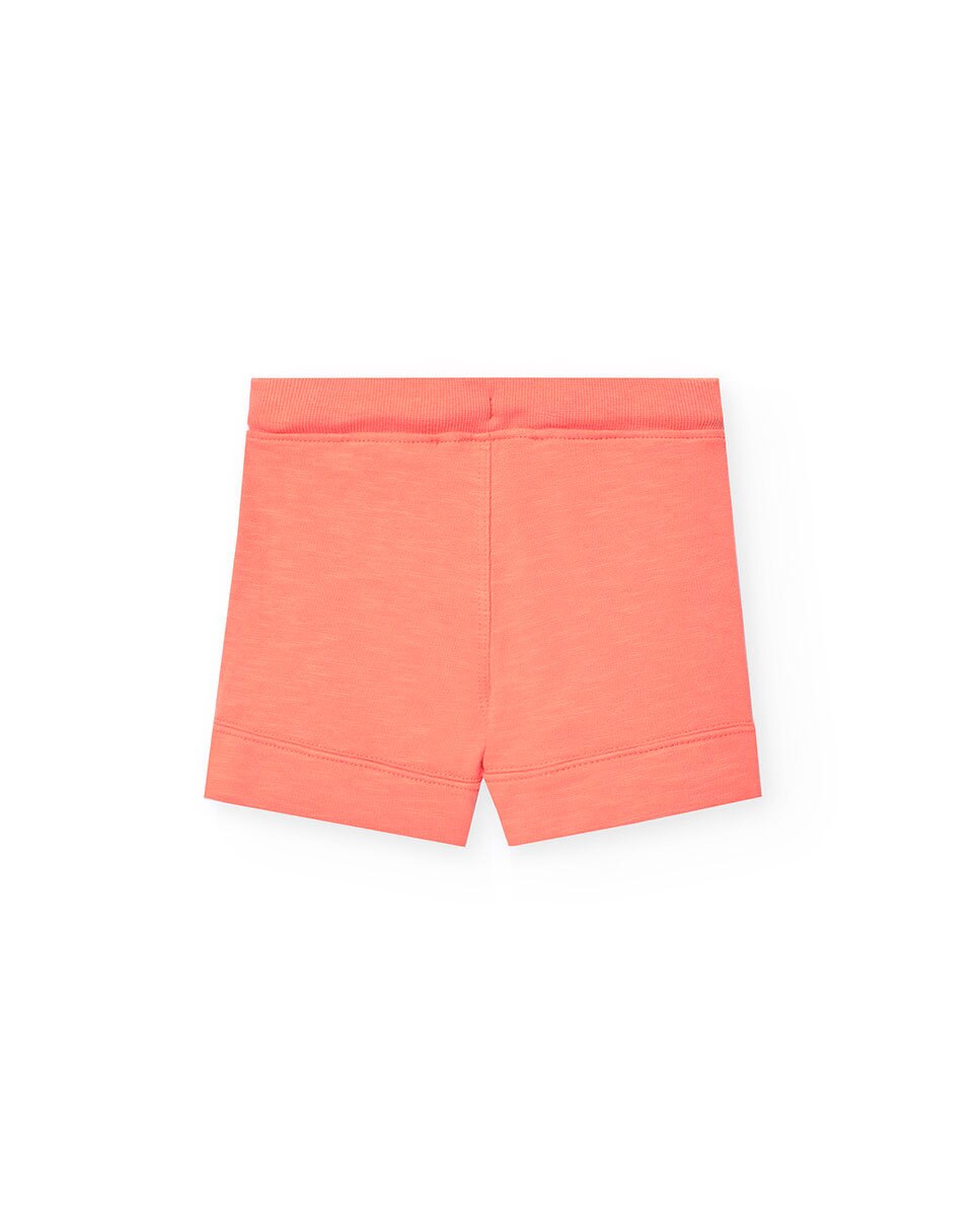 Bermudas Infantil de Algodão com Cordão de Ajuste Laranja-2