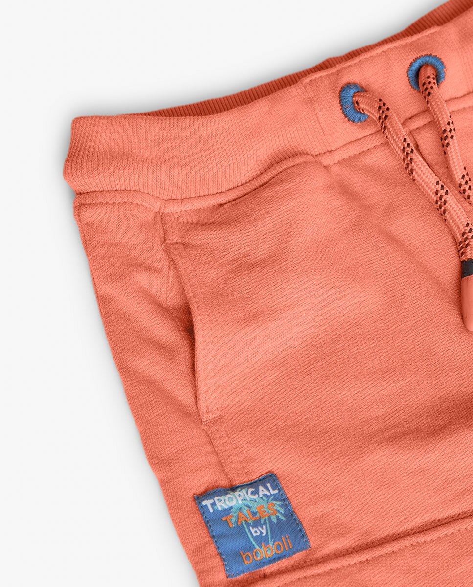 Bermudas Infantil de Algodão com Cordão de Ajuste Laranja-3