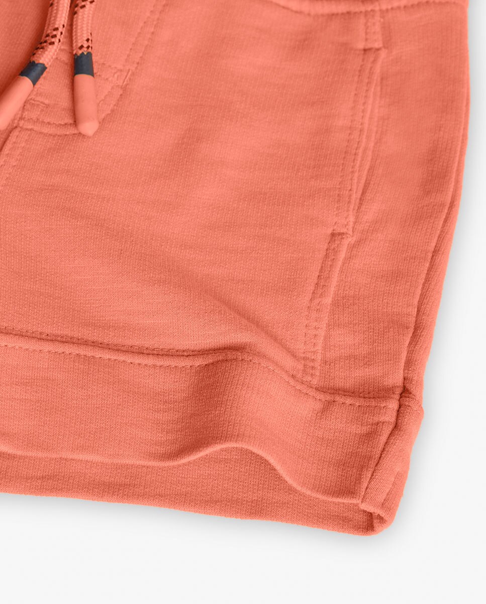 Bermudas Infantil de Algodão com Cordão de Ajuste Laranja-4