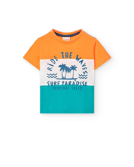 Imagem 0 de T-shirt para Bebé Colour Block com Desenho Frontal