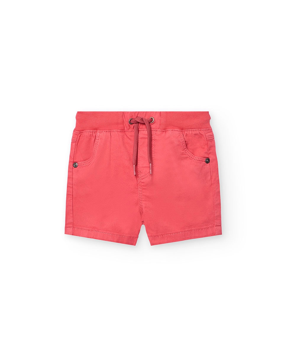 Bermudas Lisas de Algodão com Cordão de Ajuste Boboli Grená-1