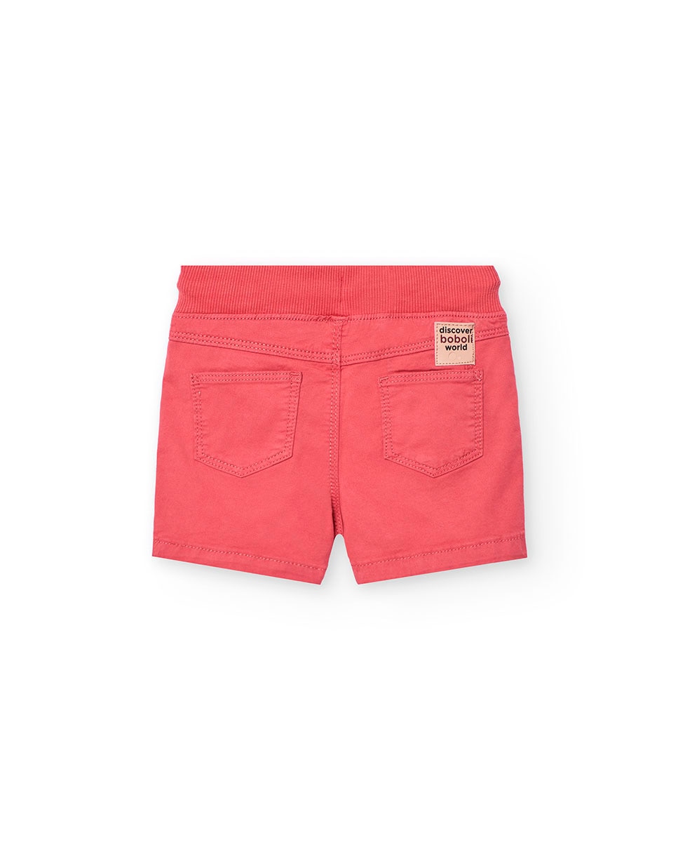 Bermudas Lisas de Algodão com Cordão de Ajuste Boboli Grená-2