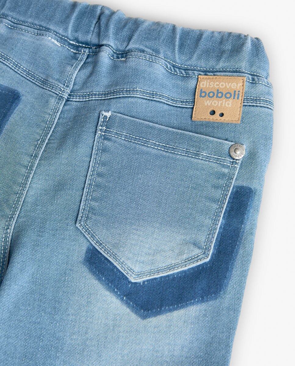 Jeans para Bebé com Cintura Elástica e Cordão de Ajuste Boboli Azul-claro-4