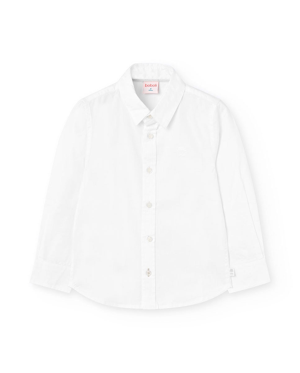 Camisa Oxford Lisa de Manga Comprida Boboli Branco-1
